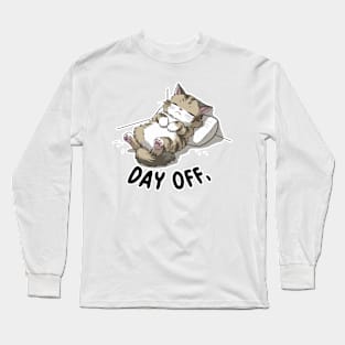 Day Off - Lazy Sleeping Cat Kawaii Style Long Sleeve T-Shirt